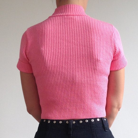Vintage Pink Turtleneck Crop Top - Picture 7 of 7